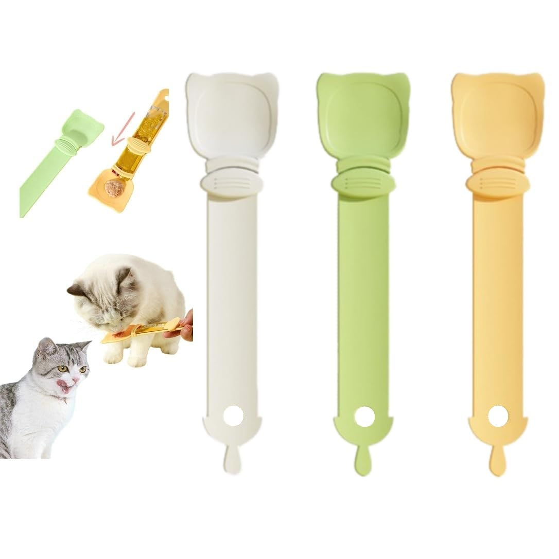3 Pcs Cat Strip Feeder, Happy Spoon, Multi Functional Pet Spoon for Wet Food and Treats
