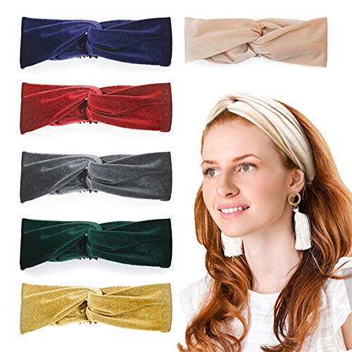 6 Pcs Headbands for Women Boho Elastic Head Wrap Headband Fashion Knotted Headwraps Stretchy Hair Bands Criss Cross Hair Accessories for Women and Girls