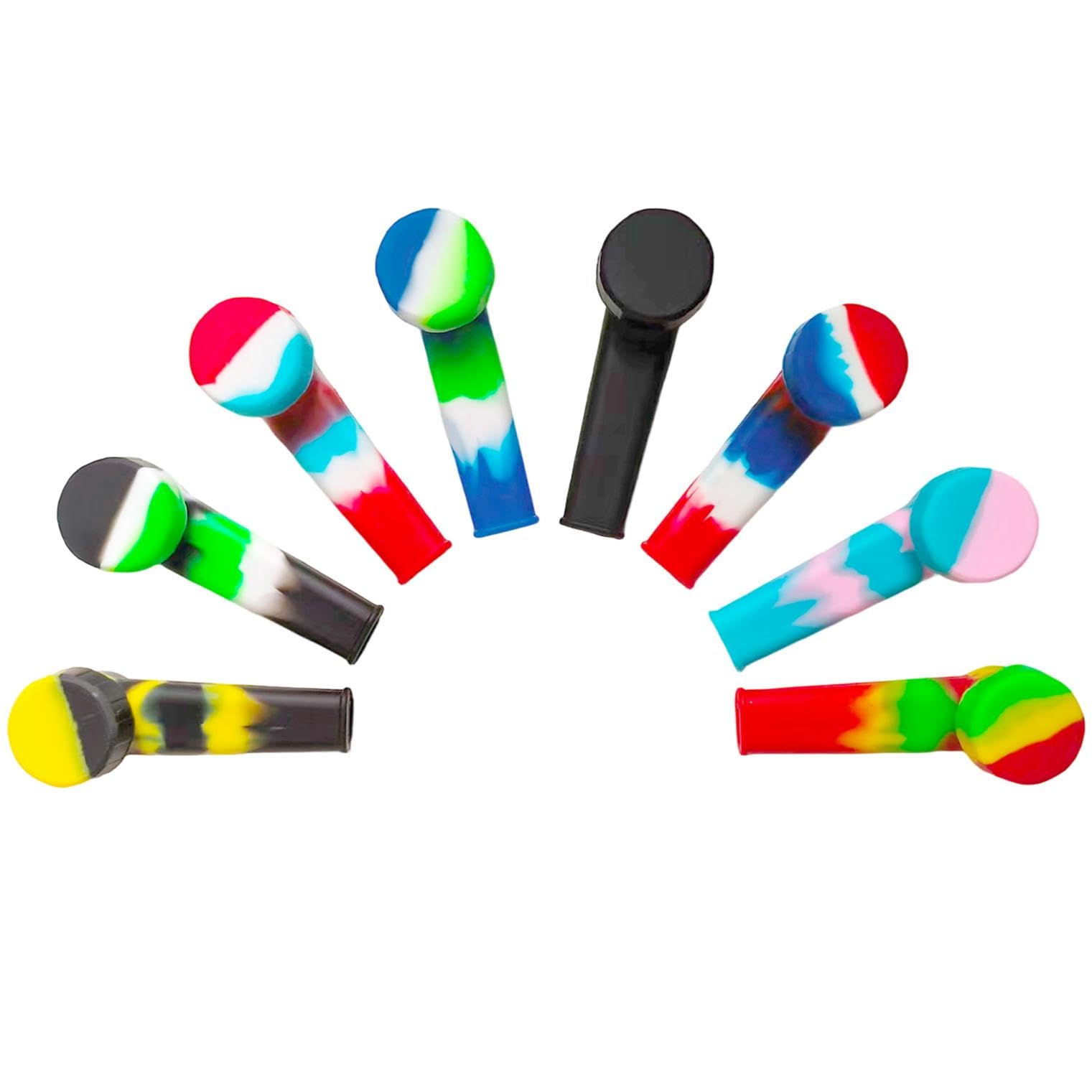 8 PCS Silicone Capped Colorful Straws - Suitable for Beginners Pocket Size Unbreakable Easy to Clean 8 Colors