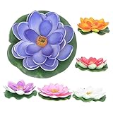 Zerodeko 6個仮想蓮花装飾 浮遊式魚槽 池用 フラワー小道具 簡単取り扱い 水やり不要 ポンポン水面飾り