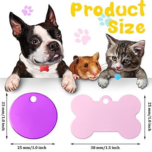 Frienda 20 Pieces Colorful Aluminum Pet Id Tags Set With Keyrings Stamped Pet Blank Tags Round Bone Shape Dog Tags Personalized Engraved Pet Name Number Tags For Cat Puppy Kitten Pets thumb #1