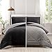 Furnishh 5 Pieces Comforter Set Twin Bed in a Bag, Reversible Bed Set with Comforter, Flat Sheet, Fitted Sheet, Pillowcase & Sham, Black and Grey Twin Size Bedding Sets for Boys, Girls