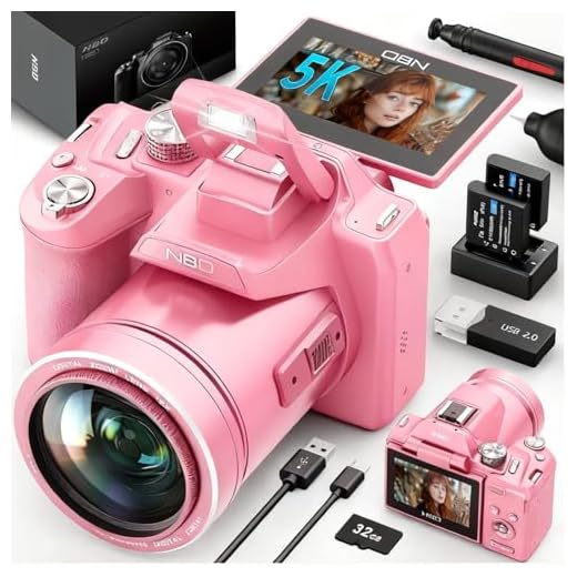 NBDDIGITAL 48MP Digital Cameras for Photography, 4k Video/Vlogging Camera for YouTube with WiFi & App Control, Travel Camera with 32GB TF Card & 2 Batteries,Compact Camera (s100 Pink