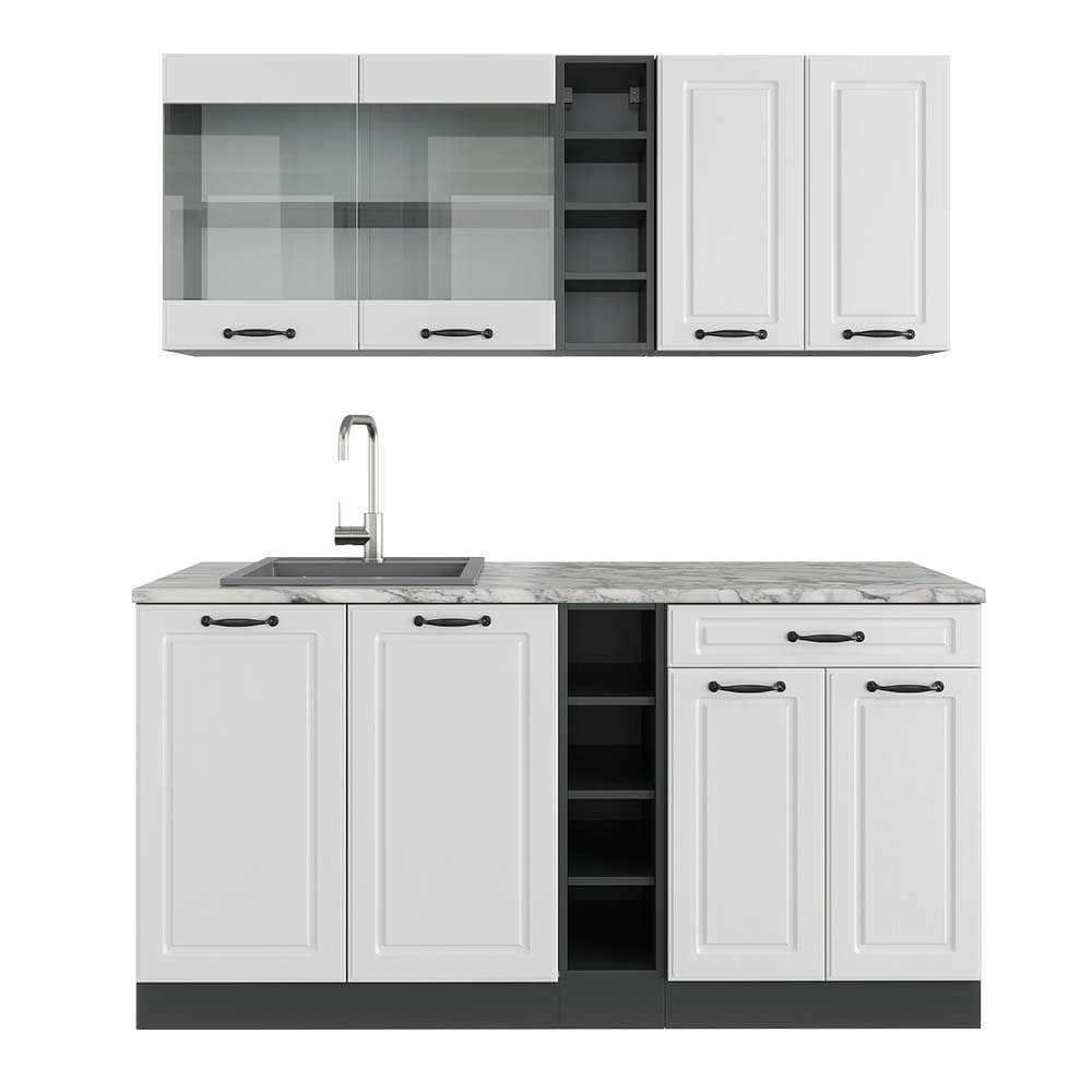 Vicco Cucina completa R-Line, Bianco country/antracite, 160 cm
