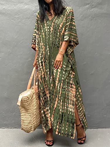 Image of Kaftan Dresses for Women Plus Size Summer Beach Dress with Print and Swim Cover Ups