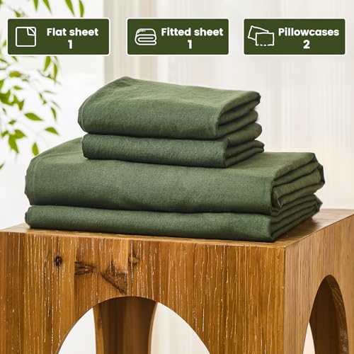 Image of Bedlifes 100% French Linen Queen Bed Sheet Set - 16 inch Deep Pocket, 4-Piece | Soft & Durable, Breathable & Cooling, Pure Flax Linen, OEKO-TEX Certified, Moisture-Wicking, Easy Care, Machine Washable