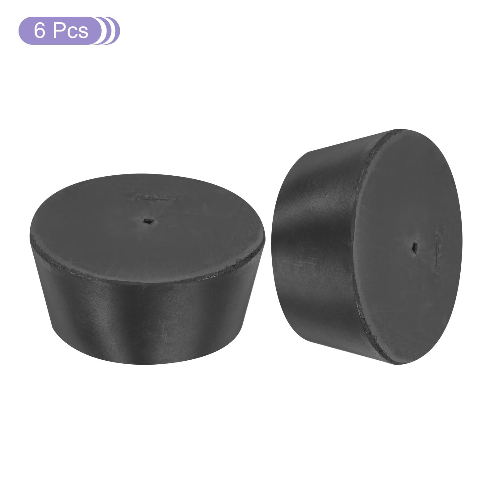 QUARKZMAN Bouchon Conique En Caoutchouc 75mm à 90mm Bouchons Solides Pour Tubes À Essai Avec Trou Noir Pour Laboratoire 6 Pièces