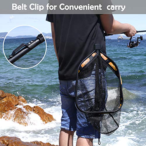 PLUSINNO Floating Fishing Net for Steelhead, Salmon, Fly, Kayak, Catfish, Bass, Trout Fishing, Rubber Coated Landing Net for Easy Catch & Release, Compact & Foldable for Easy Transportation & Storage-VB - Image 7