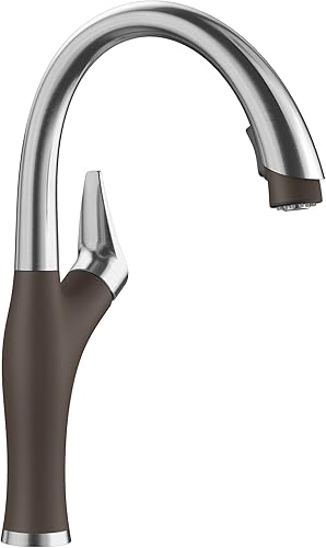 Miniatura 1 de BLANCO, Café Brown 442032 ARTONA - Grifo de cocina con doble rociador desplegable a juego de color, 1.5 GPM