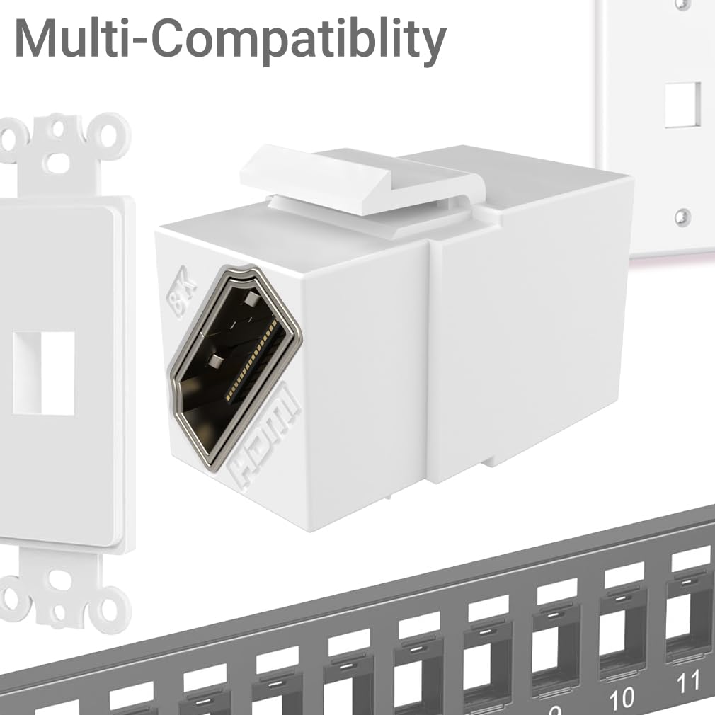 Accoppiatore Keystone HDMI 2.1a 8K 48 Gbps bianco passante confezione da 6