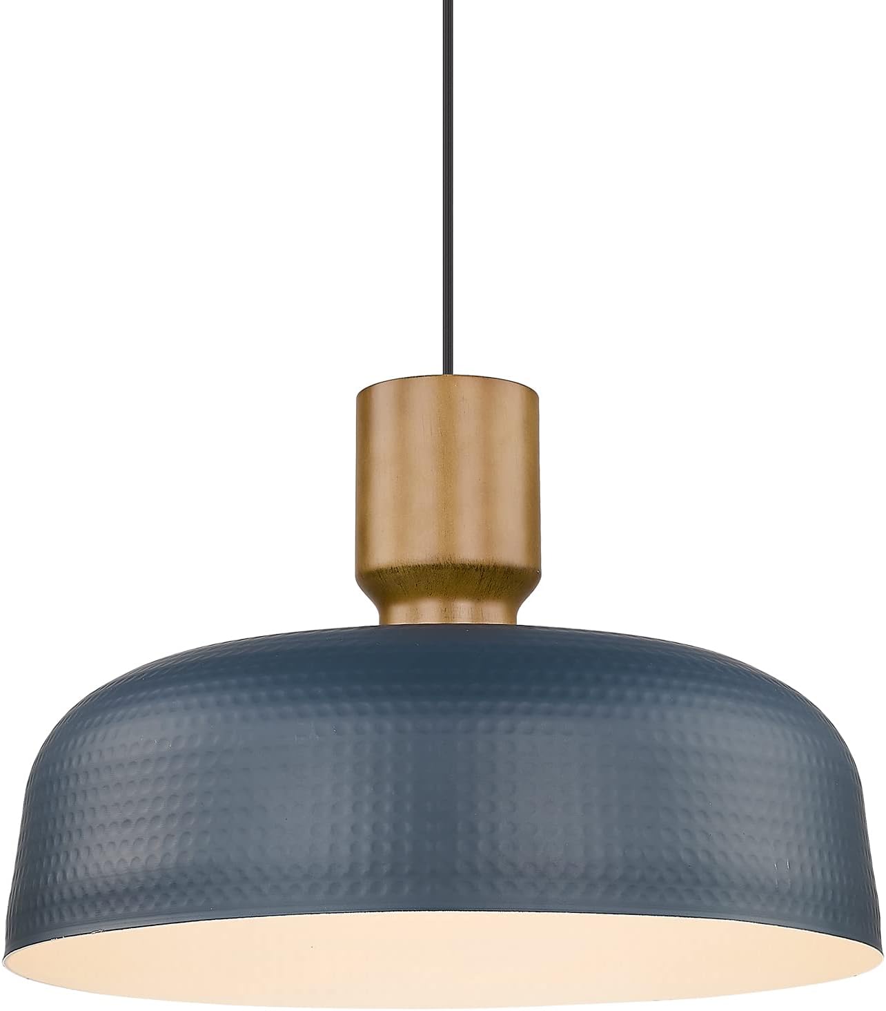 Darkaway Oversized Industrial Pendant Light Fixtures with Hammered Metal Shade, 18.1inch Blue Large Pendant Lighting for Kitchen Island Hanging Lamp Adjustable Height Blue Large, 1 Pack
