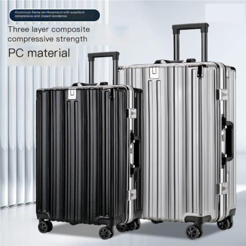 Suitcase Suitcase Aluminum Alloy Seatable Suitcase Suitcase Men And Women Lock Trolley Case Fashionable Boarding Case Suitcase Tags(Blue)3