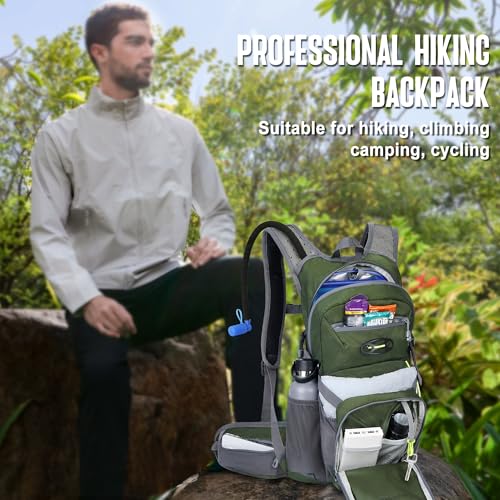 Image of N NEVO RHINO Hydration Backpack, 18L Multipurpose Hiking Backpack with 3L Water Bladder, Water Backpack Insulated Hydration Pack Ideal for Hiking and Cycling