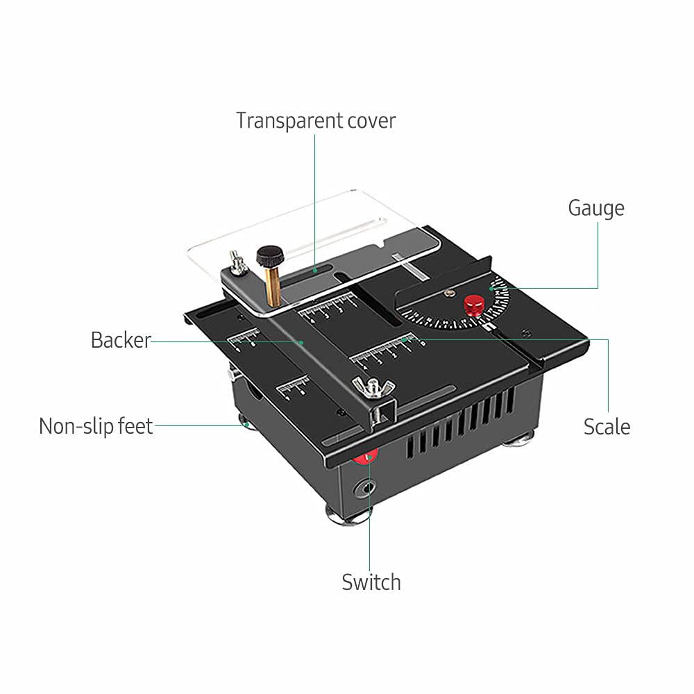 Mini Piła Stołowa Do Obróbki Drewna Wielofunkcyjna Precyzyjna Piła Do Cięcia Metalowa Obudowa Precyzja 100w 24v 7 Biegów Regulacja Grubości Cięcia,TableSaw