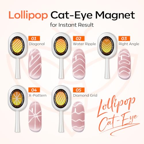 Image of modelones Cat Eye Magnet, 10PCS Cateye Magnet for Nails Cat Eye Gel Nail Polish Tools Heart Hole Square Powerful 3-in-1 Dual Head Magnetic Wand Heart French Floral Effect Salon DIY Use Gift