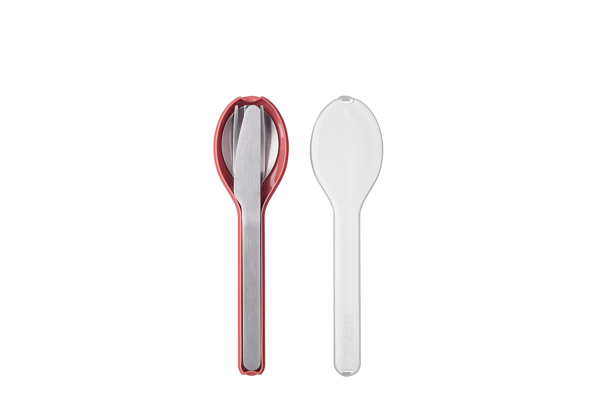 Mepal Vivid Mauve – Cutlery 3-Piece Set Ellipse – Cutlery Set On The Go - Consists Of A Knife, Fork & Spoon - Cutlery Set With Travel Case – Stainless Steel