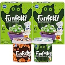 Funfetti Halloween Bundle, 2 Chocolate Cake Mixes, 1 of each Green and Orange Vanilla Frosting