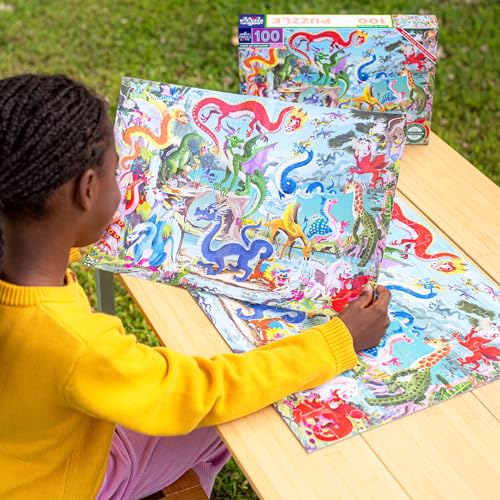 Rompecabezas infantil eeBoo 'Amor por los Dragones', 100 piezas, 61 cm x 40,6 cm | Desarrolla habilidades motoras finas, razonamiento espacial y paciencia. Piezas vibrantes de 5,1 cm x 3,8 cm, doble recubrimiento, resistentes y sin polvo miniatura 4