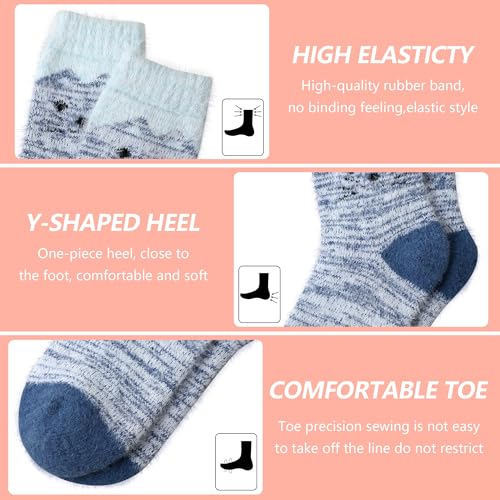 Image of SISOSOCK 5 Pairs Fuzzy Soft Cozy Comfortable Socks for Women, Casual Sleep Comfy Socks, Perfect Warm Winter Gifts for Women
