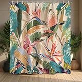 DLTAY Tropical Shower Curtain Colorful Palm Leaf Shower Curtains for Bathroom Decor, Waterproof Fabric Set with Hooks, 70 x72 Inches