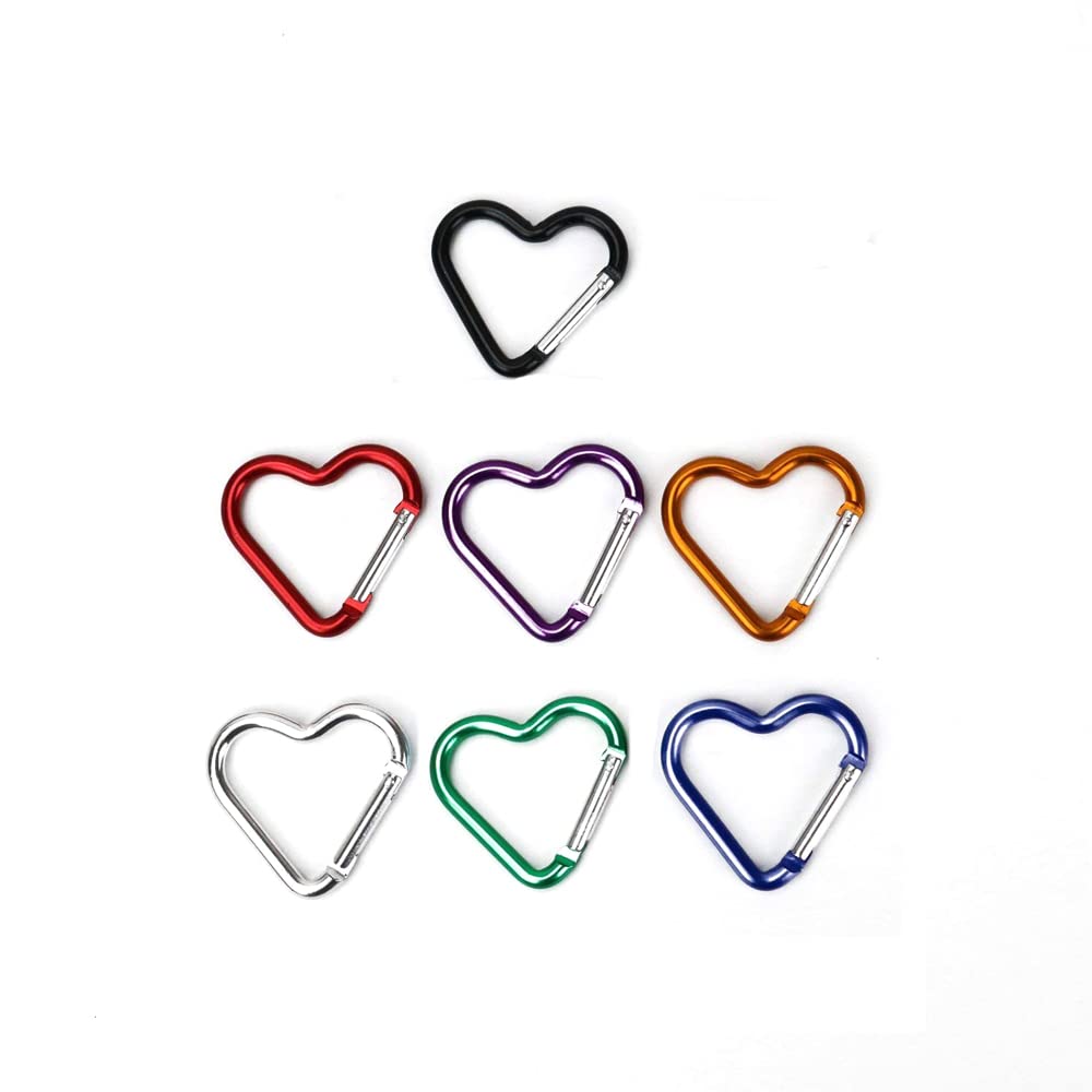 Carabiners Keychain Clip Snap Hook Key Ring for Camping Accessories Backpack Water Bottle Aluminum Alloy Heart Shape (Red)