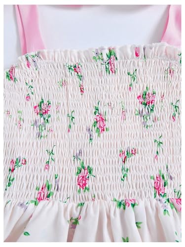 Verdusa Girl's Ditsy Floral Print Layered Ruffle Dress Sleeveless Tie Shoulder Elegant Midi Dresses4