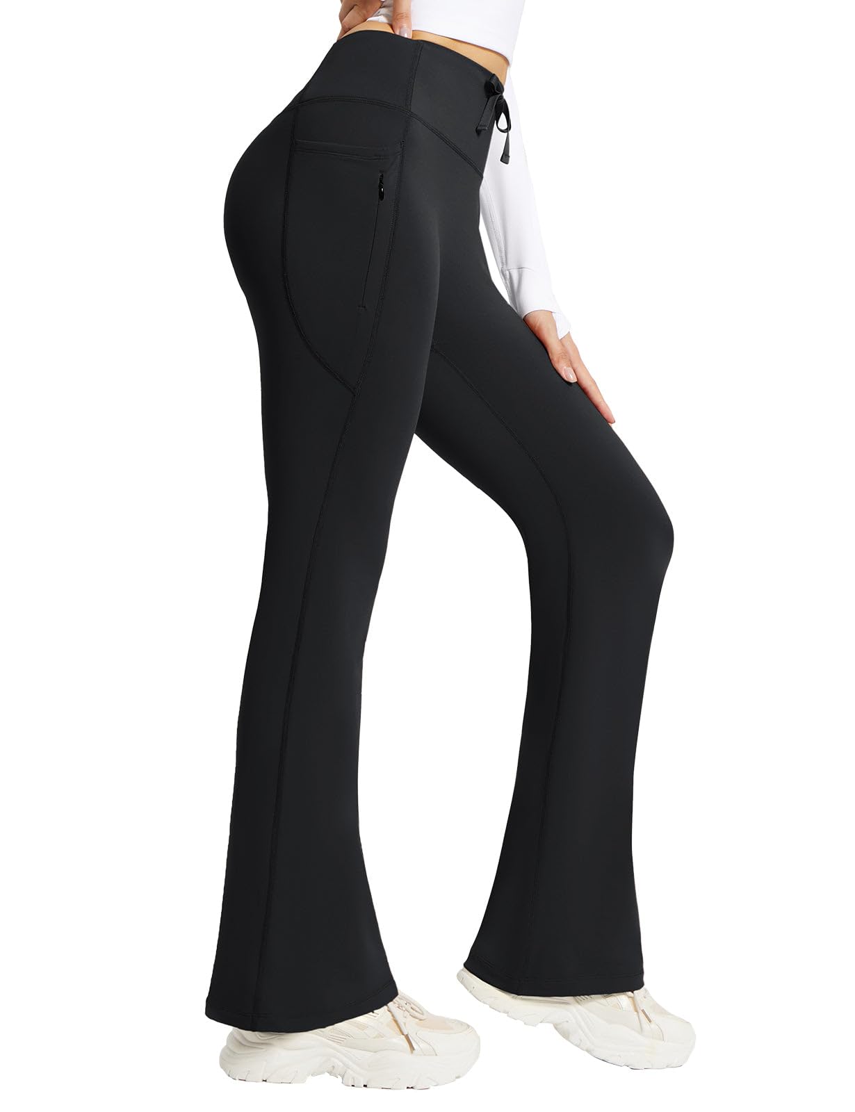 baleaf Pantaloni Termici Donna Yoga Bootcut Leggings A Vita Alta con Tasche Foderati in Pile Pantaloni Termici Invernali Leggings Sportivi Fitness Casual Allenamento Jeggings