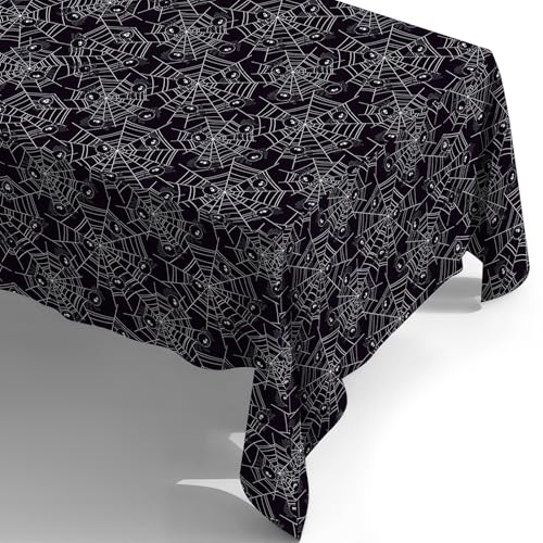 Image of ATFUNSHOP Halloween Tablecloth 4 Packs 54X108 Diposable Plastic Tablecover Spider Web Green