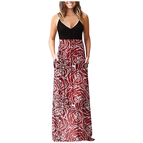 Long Maxi Dresses for Tall Women, Loose Plain Maxi Dresses Casual Long Dresses Casual Beach Cami Sundress with Pockets