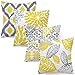 Juego de 4 Fundas de Cojín de 45x45 cm / 18 x 18 Pulgadas, Fundas de Almohada de Suave con Cremallera Oculta, para Sofá y Decoración Hogar (Gris + Amarillo)