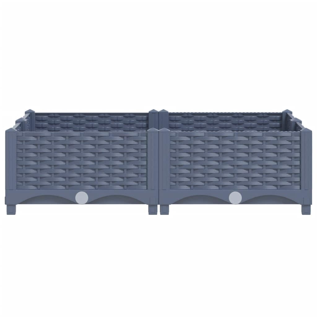 Jardinera para terrazas, bancal elevado, 80 x 80 x 23 cm, de polipropileno, para exteriores, cafés, macizos de flores, cama elevada, cama de cultivo, bancal de hierbas, macetero, gris