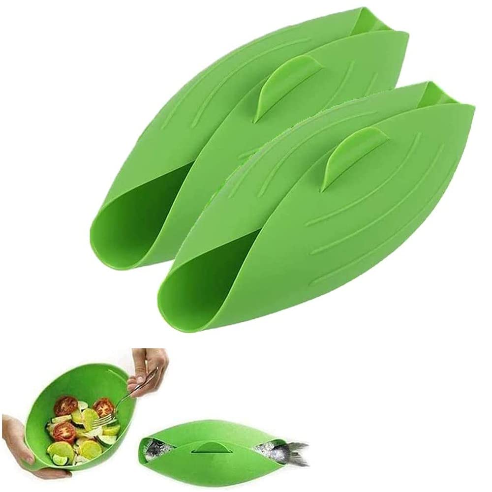 SUNTIRC All-purpose Foldable Silicone Cooking Pocket Use the pod instead of a pot to poach fish or chicken. fit small & medium pots. Microwave safe. (2pcs)