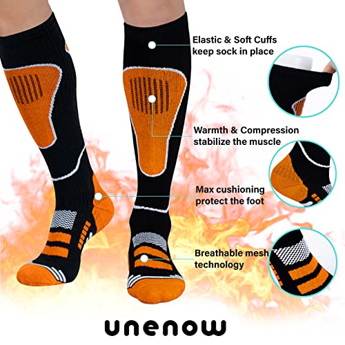 Image of Merino Wool Ski Socks 2 Pairs, Thermal Knee High Warm Socks for Snowboarding, Hiking, Cold Weather, Snow, Hunting