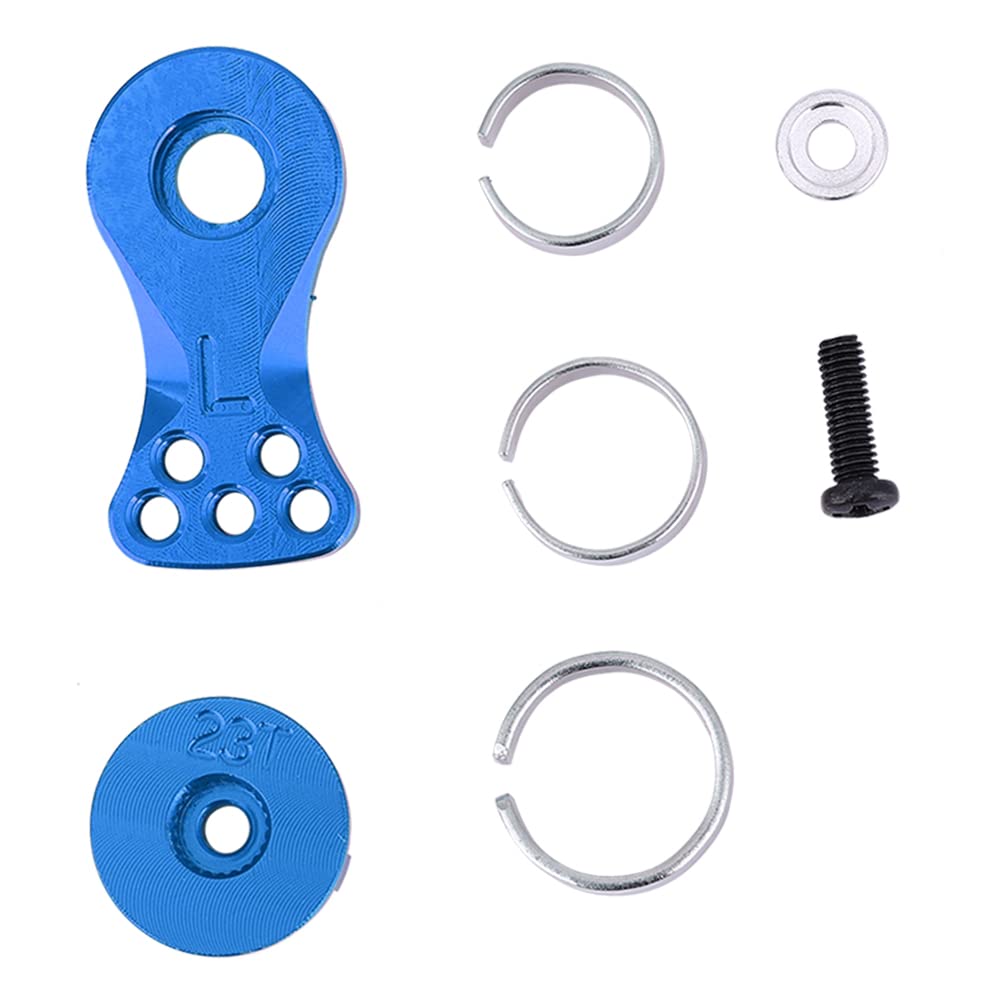 Oumefar Steering Servo Horn Arm 23T Fit, Aluminum Alloy Parts, for 1/10 1/8 Car Model Accessories, A969 A979 Buffer (Blue (N10228NB))