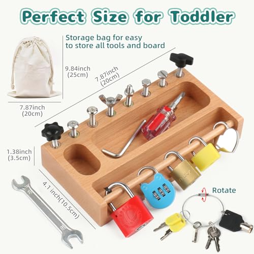 TOUHKAN Montessori Screwdriver Board Set Lock and Key Toys Kids Tools Nuts and Bolts Montessori Toys for 3 4 5 Year Old Learning Practical Life Materials Fine Motor Skills Occupational Therapy Games - Image 3
