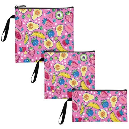 Yoogain Colorful Cartoon Fruit 3 pack Reusable kids snack bags Waterproof Diaper Bag Organization for Work Office Travel Picnic