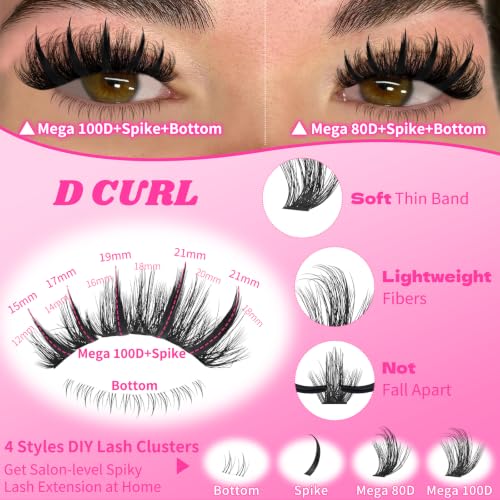 Lash Clusters Kit 472Pcs DROPS TO (Set name: Mega 80D+100D+Bottom+Spike Lash Kit) - image 2