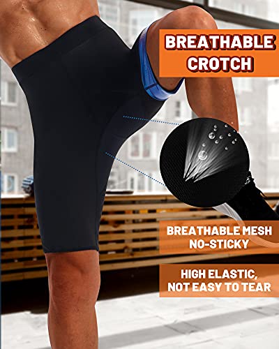Lmcob Sauna Sweat Short Pants For Men Hot Thermo Leggings Sauna Tight Pants Compression Hight Waist Pants Workout Body Shaper Sauna Suit(Bh70011-01-L) #TOP2