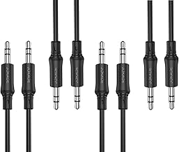 Set 4 Pezzi - Cavo Audio Stereo Aux Jack 3.5mm Maschio 1 Metro Plug Nichelato Nucleo Rame Smaltato Compatibile Auto Cuffie Altoparlanti - Nero
