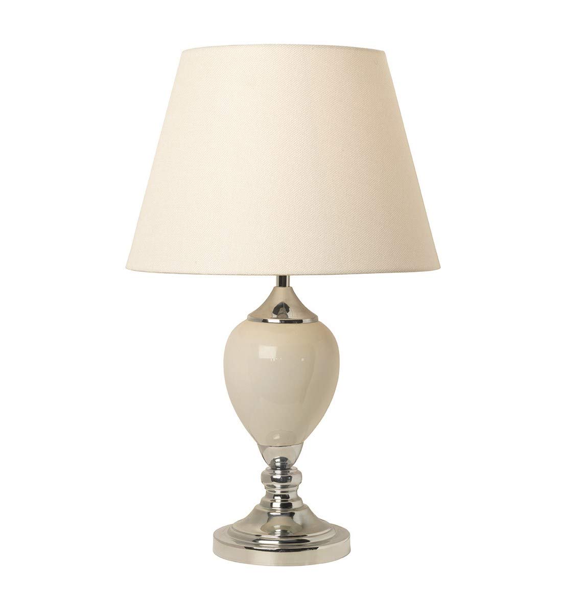 Village At Home Marla Table Lamp, Ceramic, B22, 60 W, Cream/Chrome
