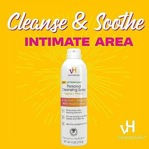 Vh Essentials Personal Cleansing Spray, Ph Balancing Lactic Acid, Sting-Free, Witch Hazel Formula, Fragrance Free, Paraben Free, Sprays Upside Down For Easy External Intimate Cleansing, 4 Floz #TOP2