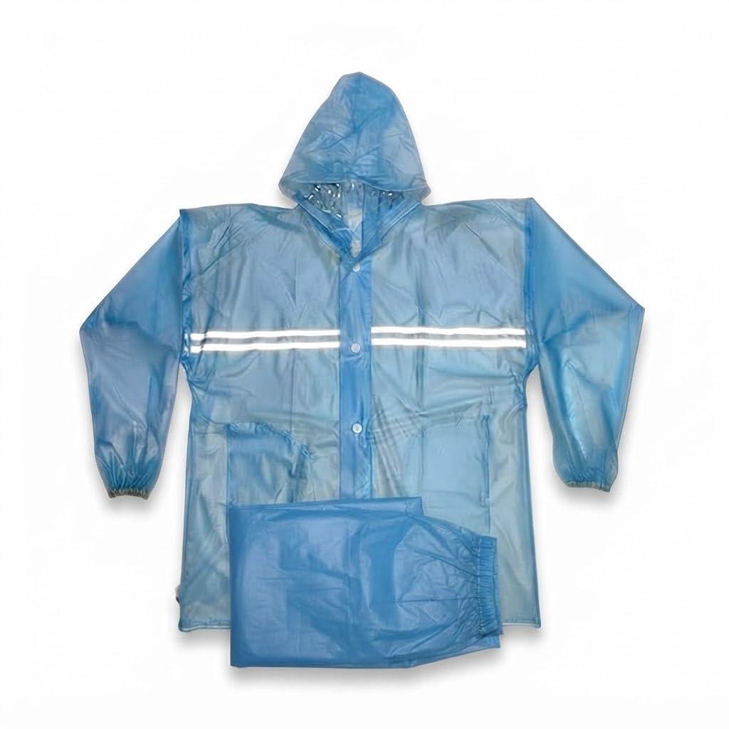 Transparent Waterproof Rain Suit for Men & Women, Hooded Raincoat with Reflective Strip, Lightweight Reusable Polyester Rainwear for Bike Riding, Travel, Office Commute & Monsoon Use-image-39