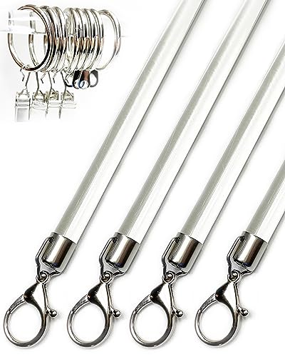 OooWow 36 inch (4 Pack) Steel Cap Round Base Acrylic Curtain Pull Wand - Clear Curtain Wand - Invisible Drapery Wand - Drapery Pull Rod (36 Inch)
