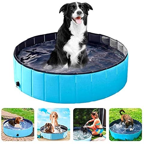 Winkeyes PVC Pet Dog Pool Pet Dog Swimming Pool Portable Foldable Pool Dogs Cats Bathing Tub Collapsible Non-Slip Puppy Bathing Tub Kid Ball Water Pond Kiddie Pool for Garden Bathroom Outdoor, 80x20cm Cover