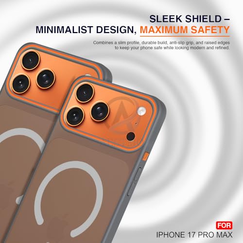 Image of AESTMO iPhone 17 Pro Max Back Cover | Slim Hard Shell | Matte Frosted Hard Back Translucent Back Cover for iPhone 17 Pro Max (Compatible with MagSafe Accessories, Black)