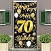 Produktbild Armbracen 70. Geburtstag Dekoration Türabdeckung Banner, Großer Stoff Schwarz und Gold Glitter Zeichen Geburtstag Banner für 70 Geburtstagsfeier Dekorationen und Zubehör