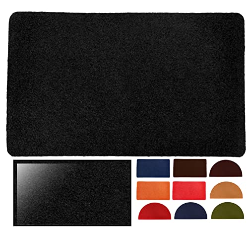 LucaHome Zerbino in cocco sintetico 40 x 70 cm con base antiscivolo zerbino in liscio. assorbente ingresso casa ideale per porta esterna o corridoio nero