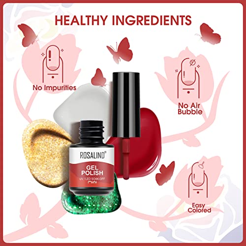 ROSALIND UV Nagellack Shellac Set 4 Farben Gel Nagellack Set Neon Nagellack mit Base Coat Top Coat Mini UV Lampe Für… – Bild 6