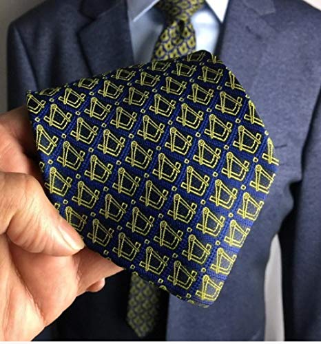 Corbata masónica con compás dorado y escuadra G elegante 3