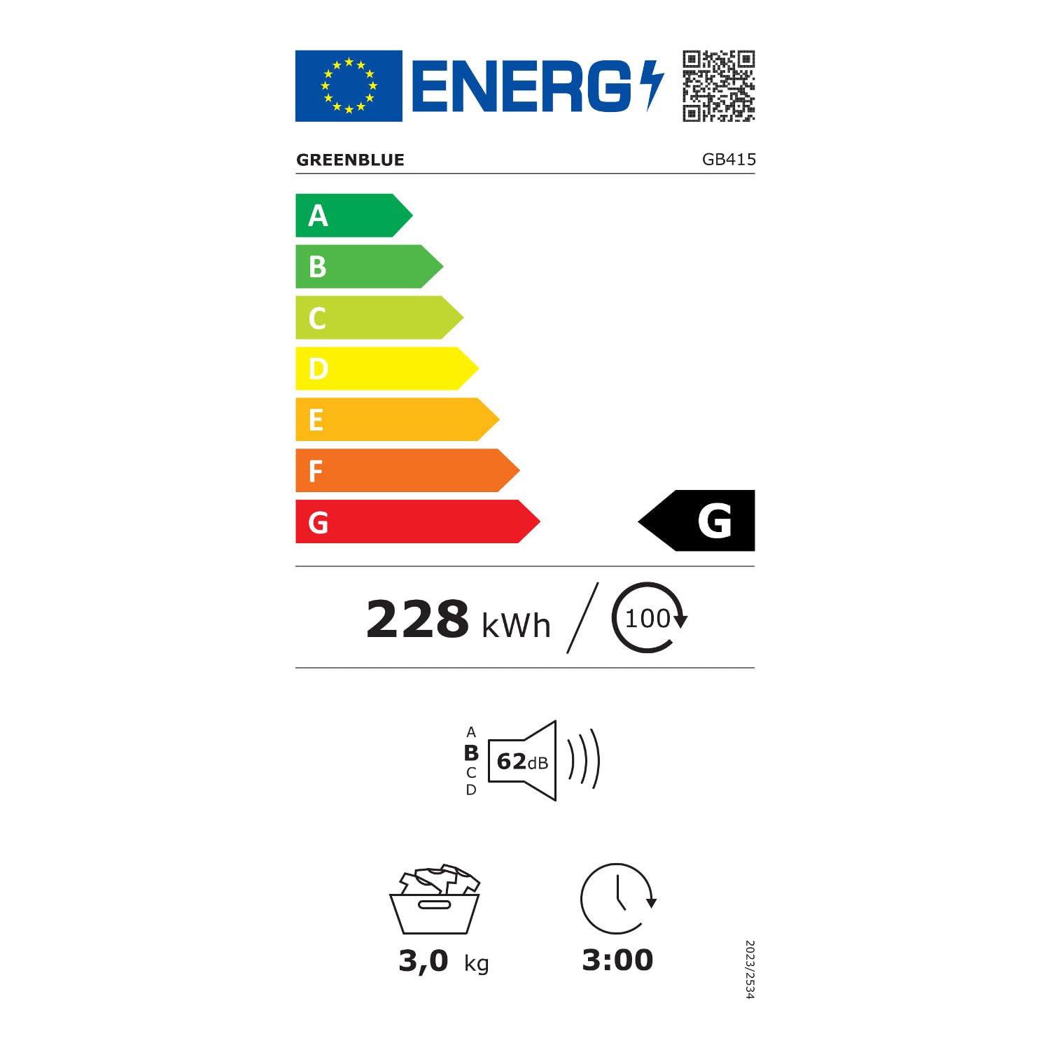 Green Blue GB415 Asciugatrice elettrica a Carica Frontale, Capacità di 3 kg Classe C, 5 programmi, 830 W Dimensioni compatte 49,5 x 46 x 59,5 cm per Spazi Piccoli